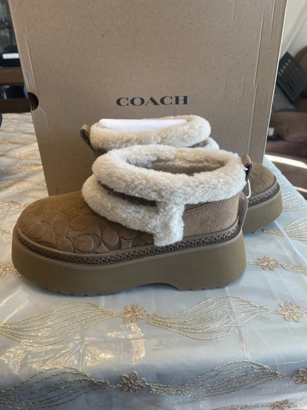 NWB coach women’s Christina pull on bootie color tobacco size 9
